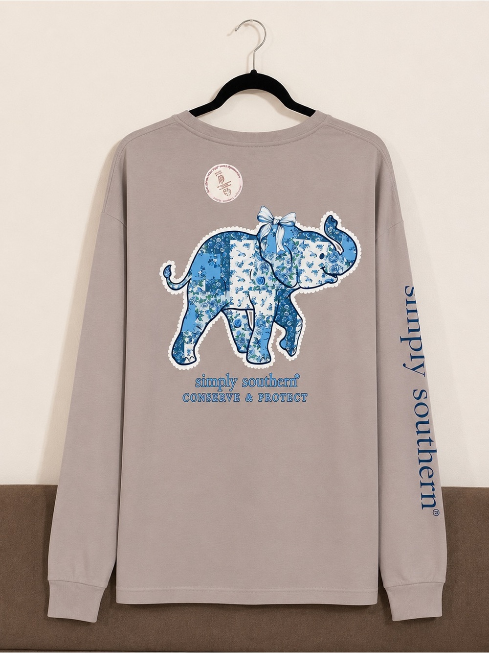 NWT Simply Southern Elephant Long Sleeve Tee Size XXL - Picture 2 of 2